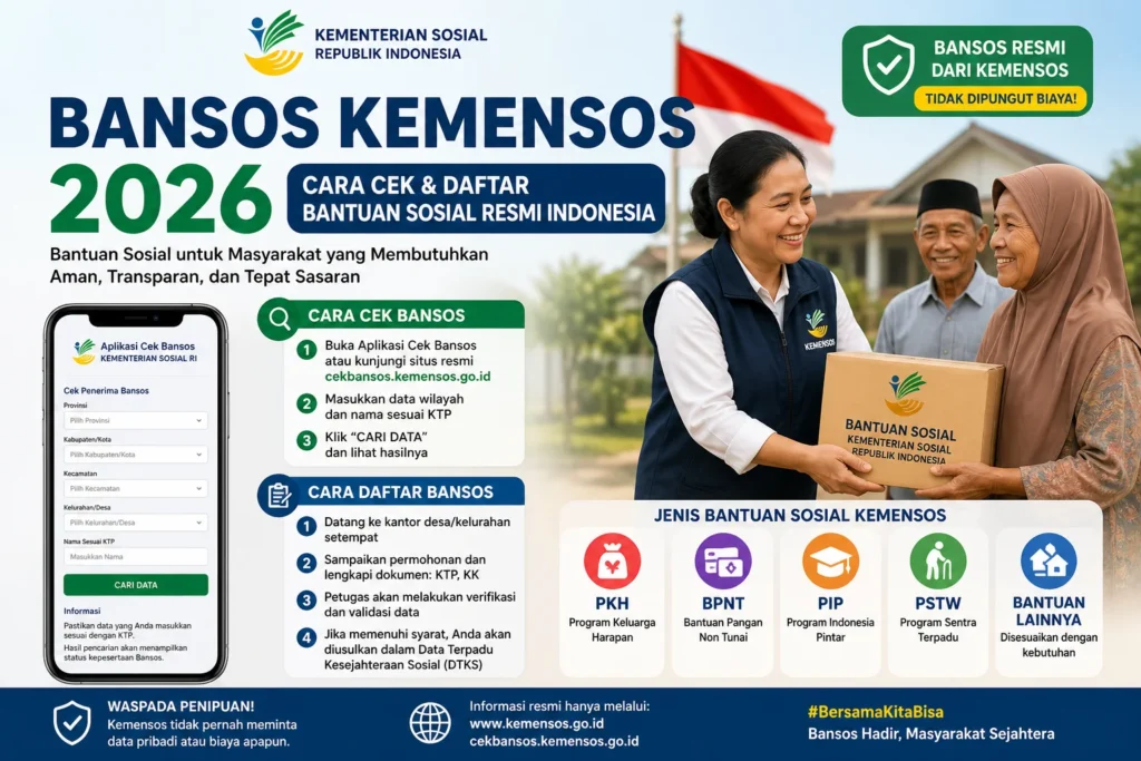 Bansos Kemensos 2026:Cara Cek & Daftar Bantuan Sosial Resmi Indonesia (bansoskemensos)